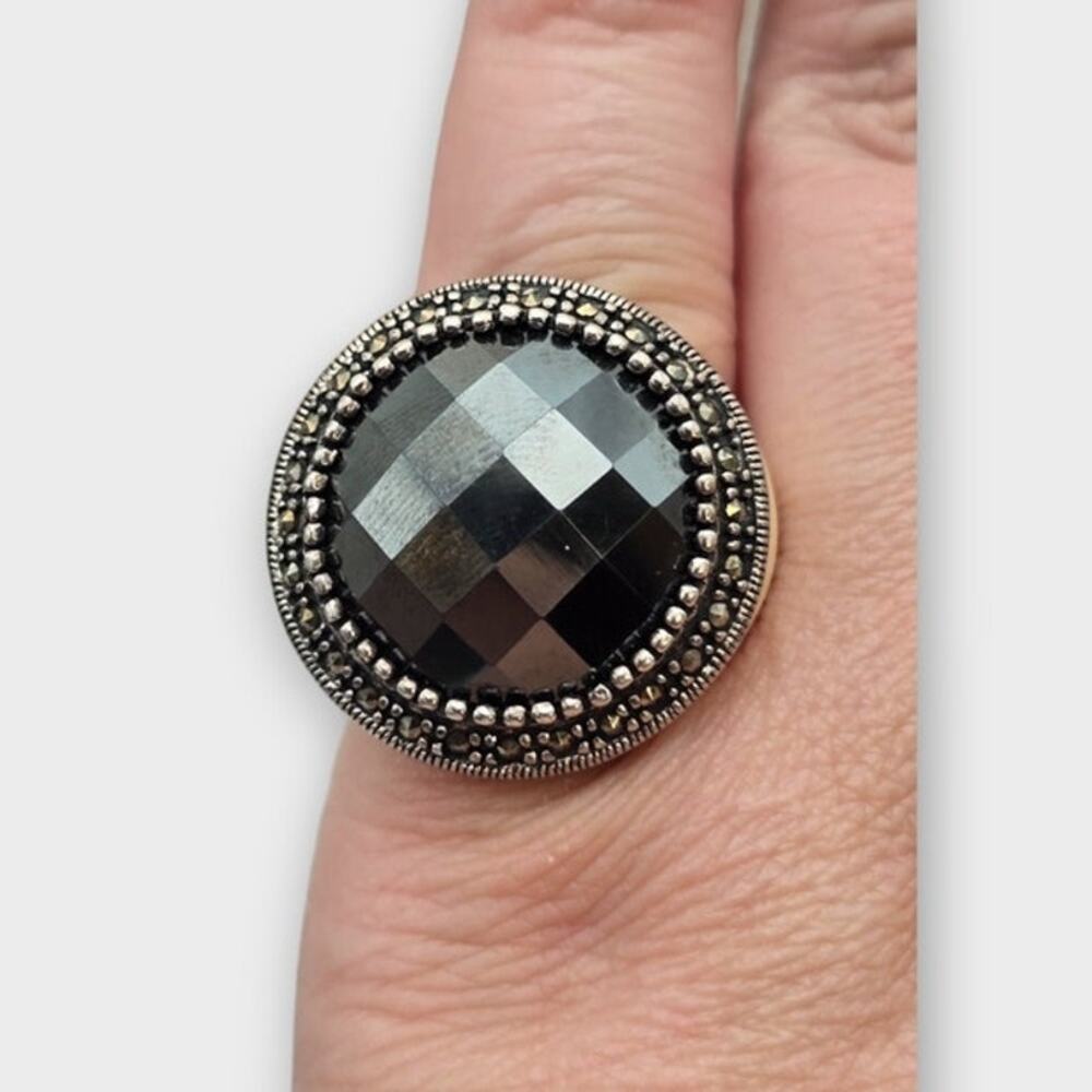 Smoky Quartz Sterling Silver Ring Size 8 Dark Romance Cocktail Ring